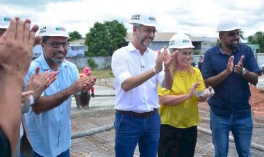 Governador Clécio ao lado de Camilo Capiberibe acompanha a obra da nova UPA da Zona Oeste de Macapá